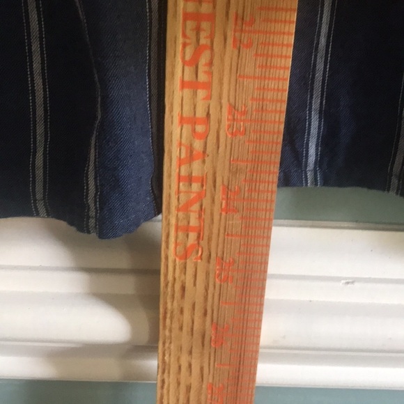 J. Crew Linen Tie Waist Long Sleeve Top Indigo Gauze Stripe SZ 8. Coastal - Picture 9 of 11